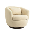 Beige 37.2 Upholstered Swivel Barrel Chair with Storage and Ergonomic Design