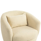 Beige 37.2 Upholstered Swivel Barrel Chair with Storage and Ergonomic Design