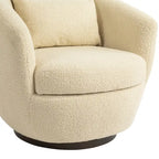 Beige 37.2 Upholstered Swivel Barrel Chair with Storage and Ergonomic Design