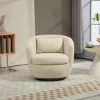 Beige 37.2 Upholstered Swivel Barrel Chair with Storage and Ergonomic Design