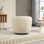 Beige 37.2 Upholstered Swivel Barrel Chair with Storage and Ergonomic Design