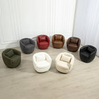 Beige 37.2 Upholstered Swivel Barrel Chair with Storage and Ergonomic Design
