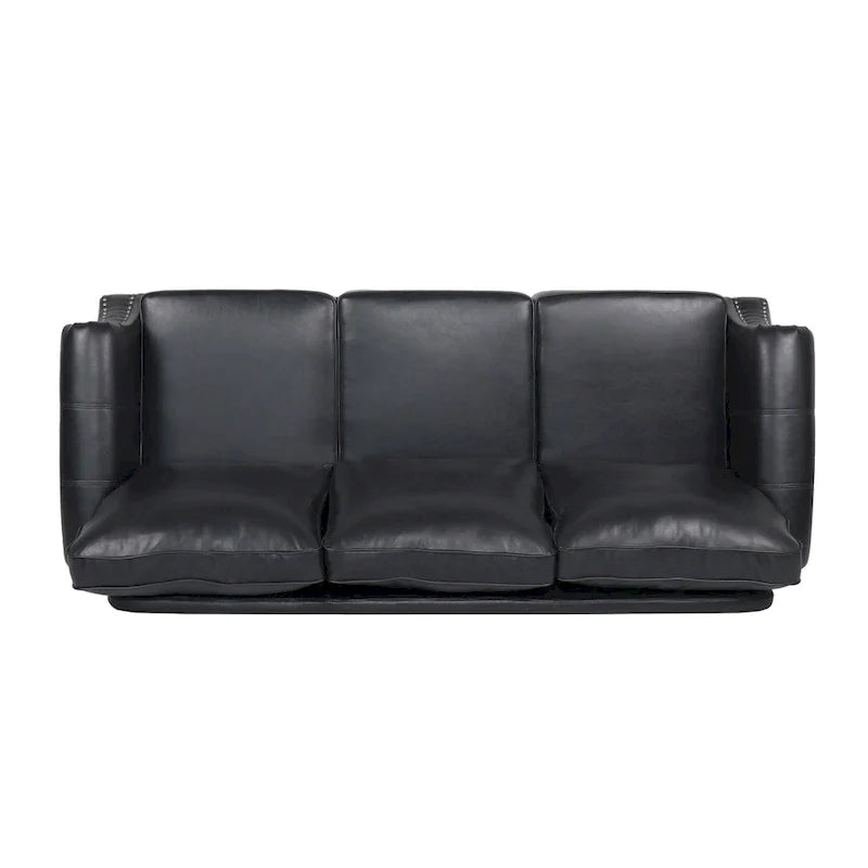 80 Modern Faux Leather 3-Seater Sofa with Birch Legs and Nailheads