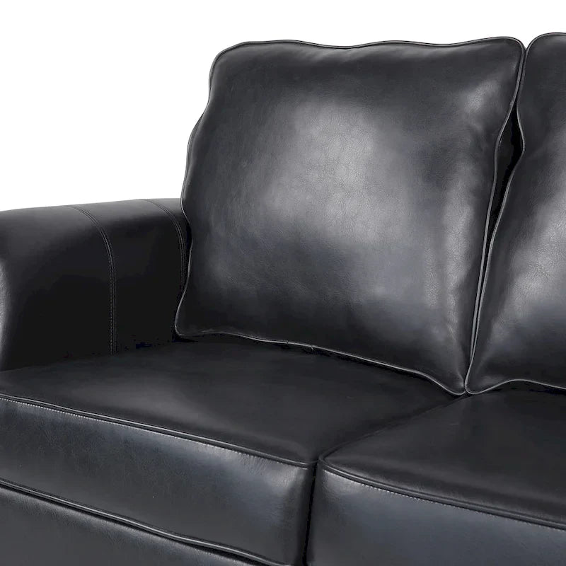 80 Modern Faux Leather 3-Seater Sofa with Birch Legs and Nailheads