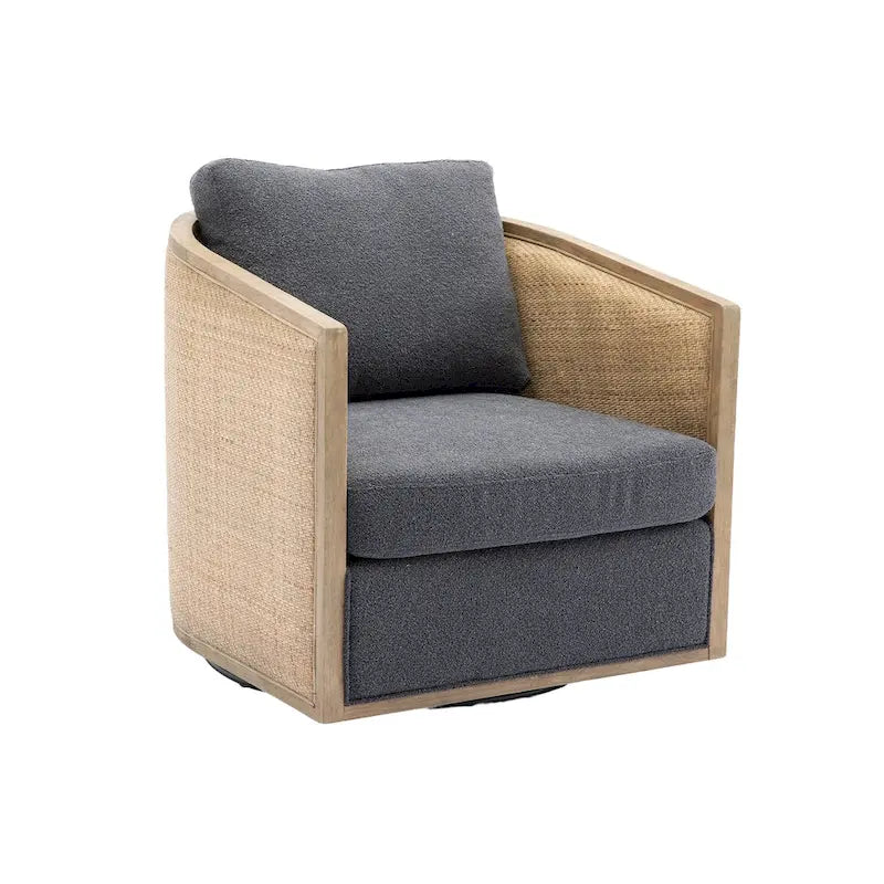 Carbon Black 30.12 Upholstered 360 Swivel Barrel Chair with Sturdy Hardwood Frame