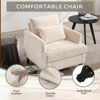 Beige 29.53 Chenille Upholstered Arm Chair with Solid Wood Frame and Cushions