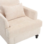 Beige 29.53 Chenille Upholstered Arm Chair with Solid Wood Frame and Cushions