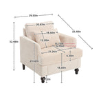 Beige 29.53 Chenille Upholstered Arm Chair with Solid Wood Frame and Cushions