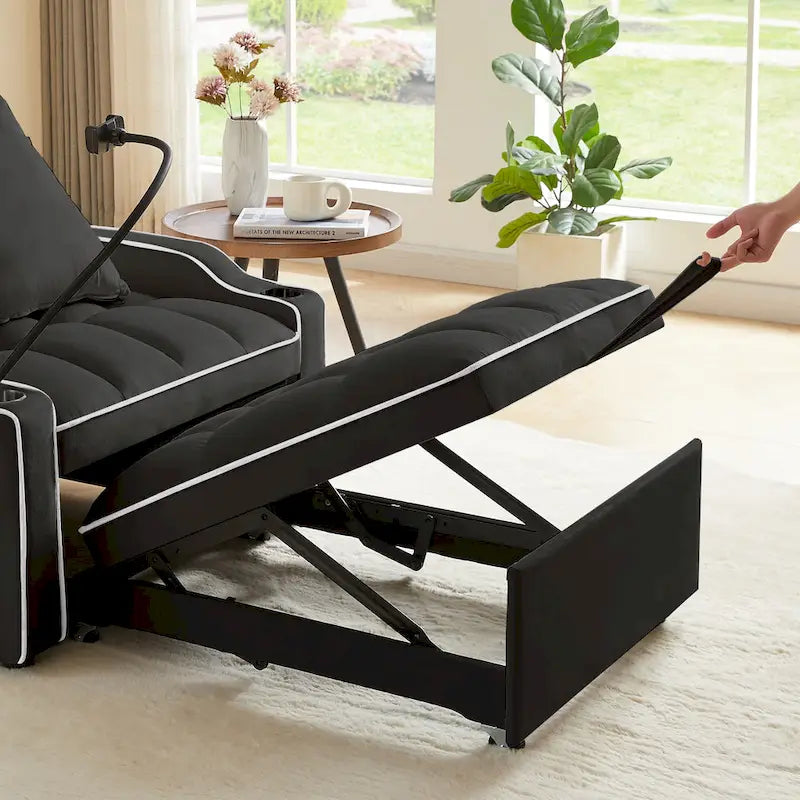 3-in-1 Sofa Bed, Convertible Sleeper Chair Sofa Bed Adjustable Pull Out Sleeper Chair Bed Multi-Pockets Folding Sofa Bed