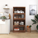 Bookcase Contemporary Closed Back Glass Doors Office Storage Cabinet Floor-to-Ceiling Low Cabinet