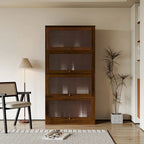 Bookcase Contemporary Closed Back Glass Doors Office Storage Cabinet Floor-to-Ceiling Low Cabinet