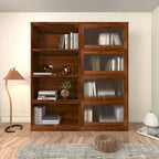 Bookcase Contemporary Closed Back Glass Doors Office Storage Cabinet Floor-to-Ceiling Low Cabinet