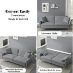 74.41 Inch Teddy Velvet sofa bed with Separate adjustment backrest and Storage Function