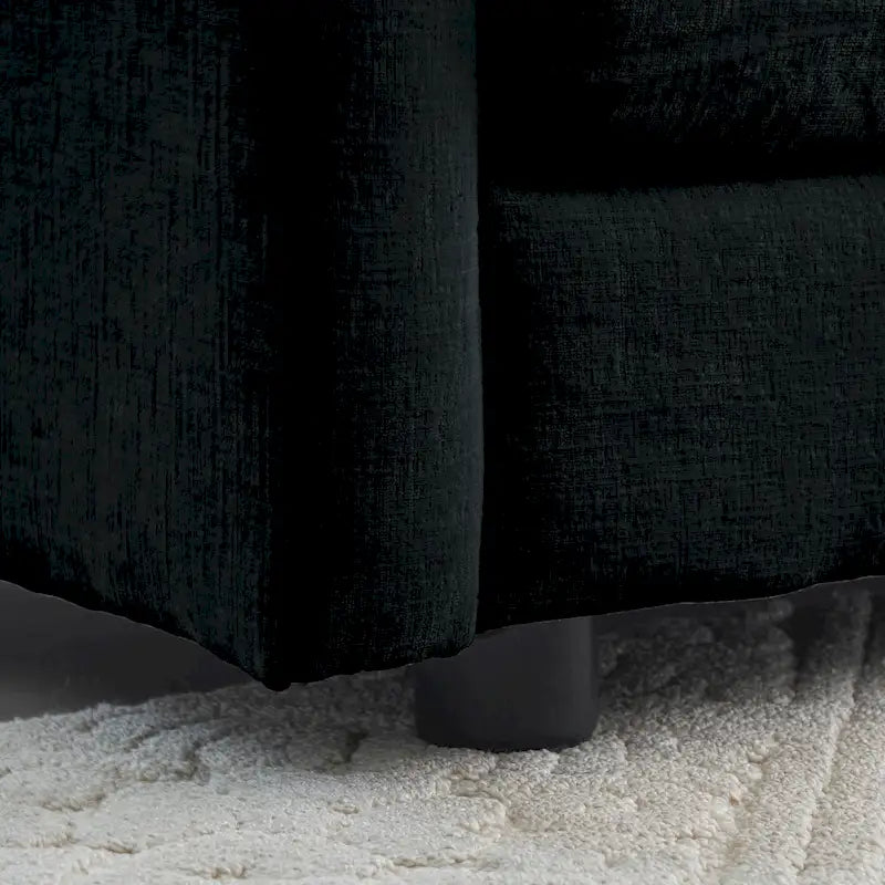 Black 3-Piece Chenille Sofa Set with Loveseat and 2 Single Sofas
