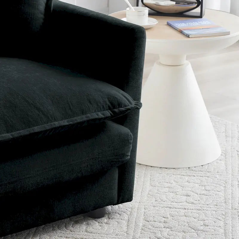 Black 3-Piece Chenille Sofa Set with Loveseat and 2 Single Sofas