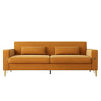 Luxury Velvet Sofa with Gold Accents, 3-Seat Plush Couch for Living Room & Office