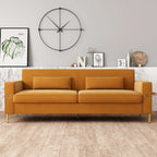 Luxury Velvet Sofa with Gold Accents, 3-Seat Plush Couch for Living Room & Office