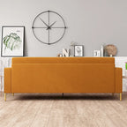 Luxury Velvet Sofa with Gold Accents, 3-Seat Plush Couch for Living Room & Office