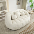 White 63.78 Chenille Upholstered Lounge Chair with High Density Foam