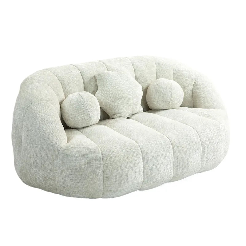 White 63.78 Chenille Upholstered Lounge Chair with High Density Foam