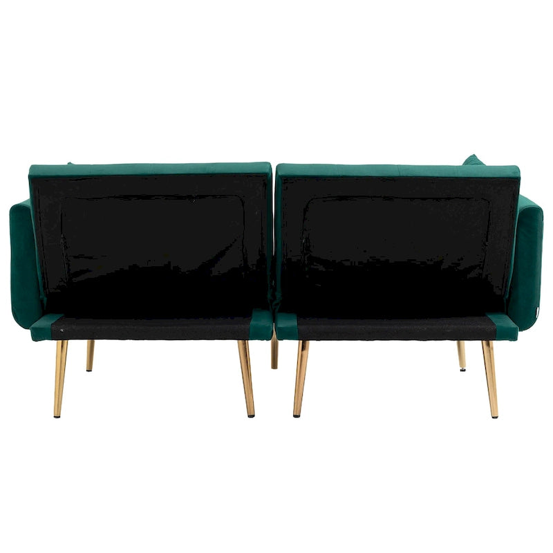 65.35 Velvet Futon Sofa Bed with Adjustable Backrest