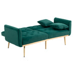 65.35 Velvet Futon Sofa Bed with Adjustable Backrest