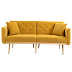 65.35 Velvet Futon Sofa Bed with Adjustable Backrest