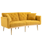65.35 Velvet Futon Sofa Bed with Adjustable Backrest