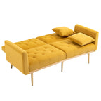 65.35 Velvet Futon Sofa Bed with Adjustable Backrest
