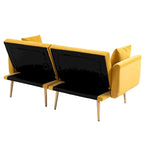 65.35 Velvet Futon Sofa Bed with Adjustable Backrest