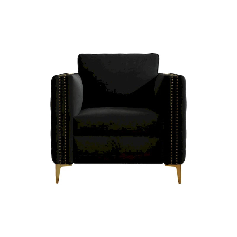 Accent Chair for Living Room Upholstered Arm Chair with Metal Legs Velvet