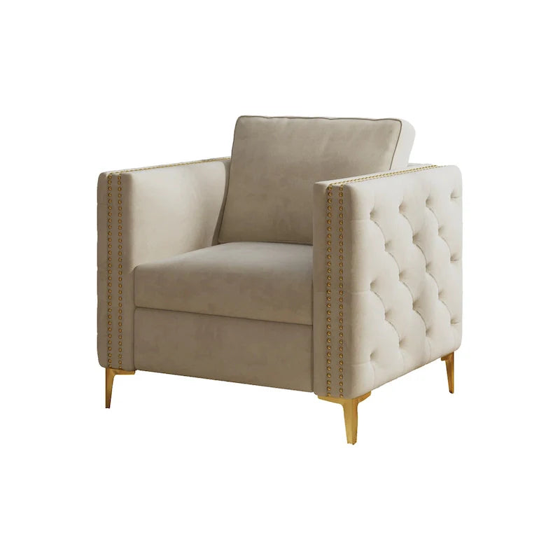 Accent Chair for Living Room Upholstered Arm Chair with Metal Legs Velvet