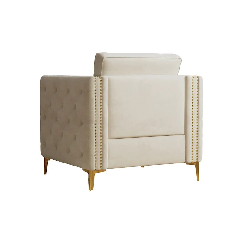 Accent Chair for Living Room Upholstered Arm Chair with Metal Legs Velvet