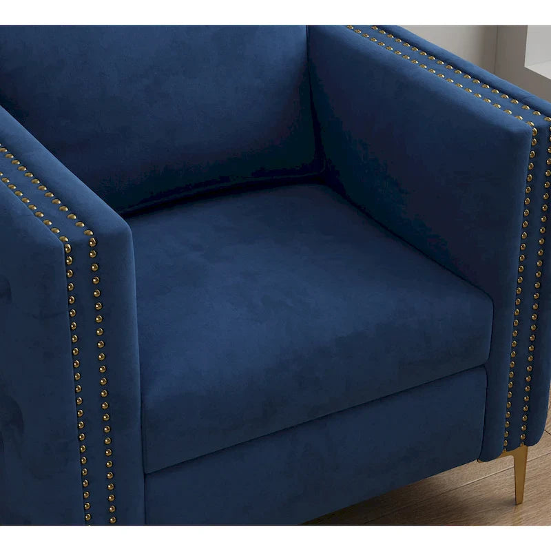 Accent Chair for Living Room Upholstered Arm Chair with Metal Legs Velvet