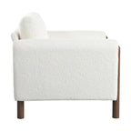 White 33.5 Upholstered Accent Chair with Walnut Legs and Curved Handrail