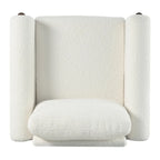 White 33.5 Upholstered Accent Chair with Walnut Legs and Curved Handrail