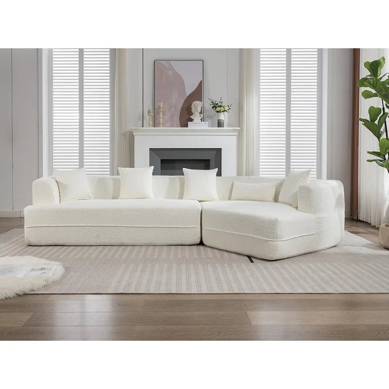 Boucle Modular Sleeper Sectional Sofa with Free Combination