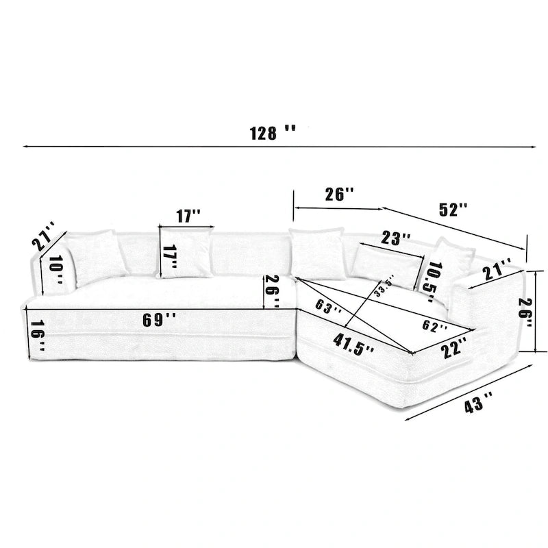 Boucle Modular Sleeper Sectional Sofa with Free Combination