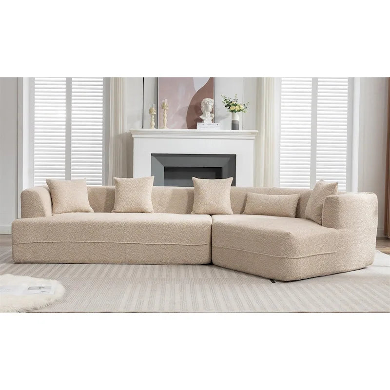 Boucle Modular Sleeper Sectional Sofa with Free Combination