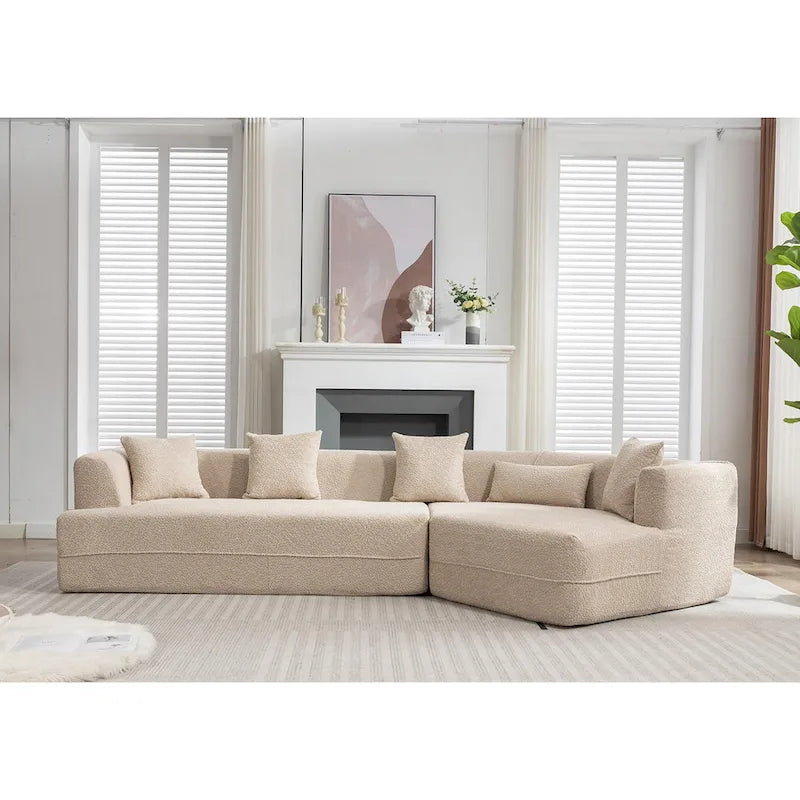 Boucle Modular Sleeper Sectional Sofa with Free Combination