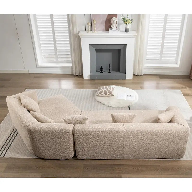Boucle Modular Sleeper Sectional Sofa with Free Combination