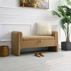 Modern Teddy Bench with Arms and Storage, Upholstered Large Foot Rest Stool, Comfy Window Vanity Bench