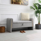 Modern Teddy Bench with Arms and Storage, Upholstered Large Foot Rest Stool, Comfy Window Vanity Bench