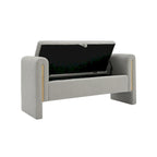 Modern Teddy Bench with Arms and Storage, Upholstered Large Foot Rest Stool, Comfy Window Vanity Bench