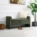 Modern Teddy Bench with Arms and Storage, Upholstered Large Foot Rest Stool, Comfy Window Vanity Bench