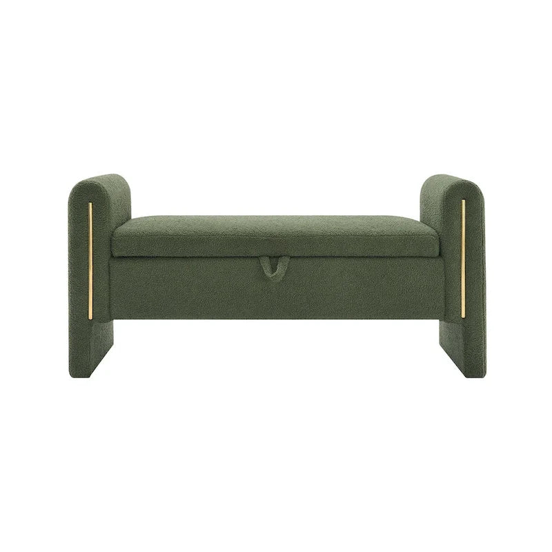 Modern Teddy Bench with Arms and Storage, Upholstered Large Foot Rest Stool, Comfy Window Vanity Bench