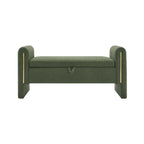 Modern Teddy Bench with Arms and Storage, Upholstered Large Foot Rest Stool, Comfy Window Vanity Bench