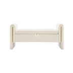 Modern Teddy Bench with Arms and Storage, Upholstered Large Foot Rest Stool, Comfy Window Vanity Bench