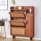Modern minimalist storage cabinet, Japanese rattan shoe cabinet, bed top cabinet, small home furniture