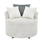 Off White 35 3D Upholstered Barrel Chair with Wheels